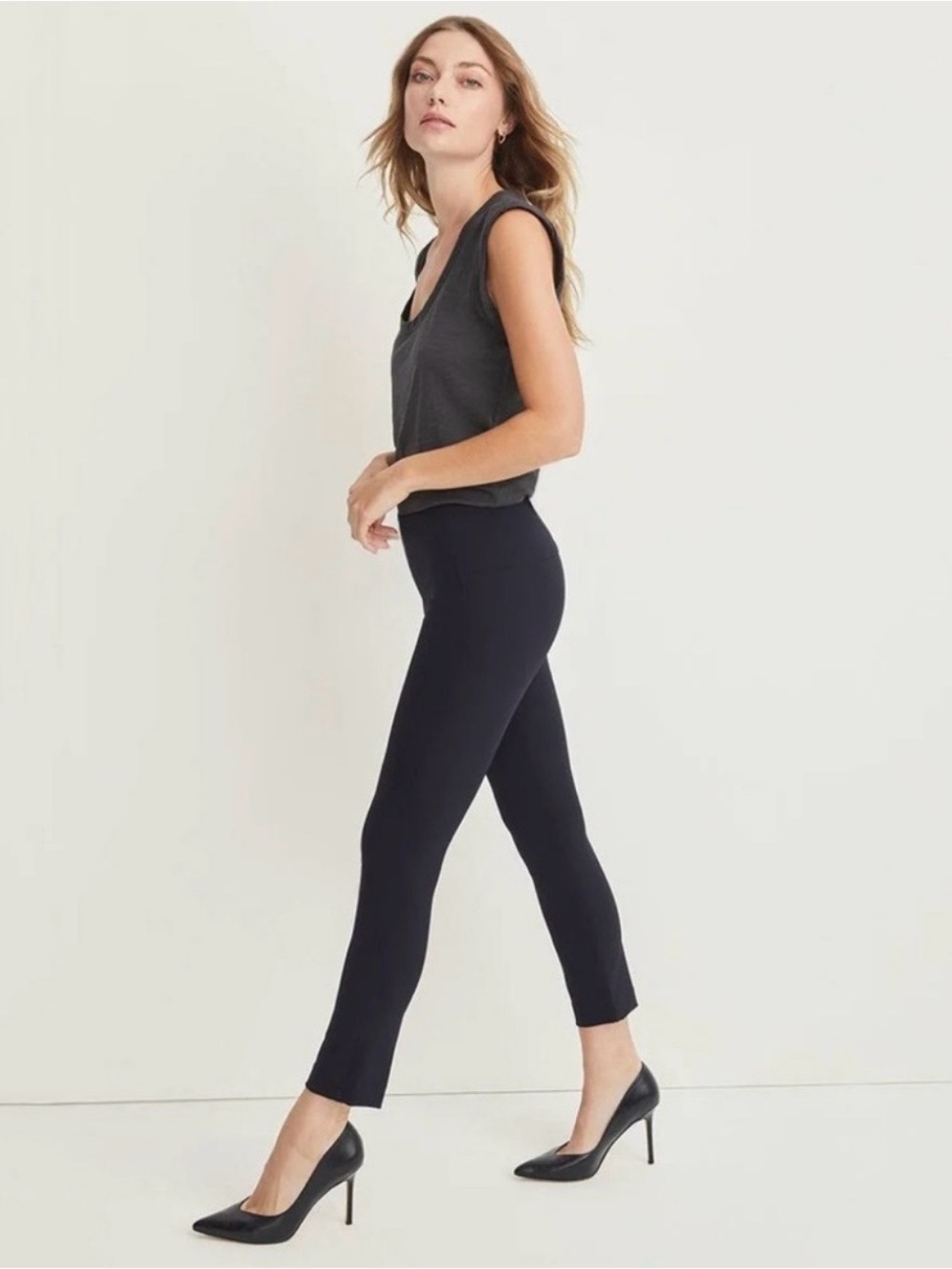 Veronica Beard Zip Back Scuba Pant Crop Pants Flat Front Stretch Black Size 0